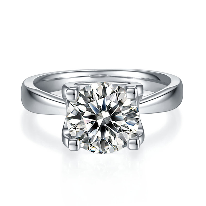 Classic牛头S925银镀白金MoissaniteWomen's Ring3.0ctD级